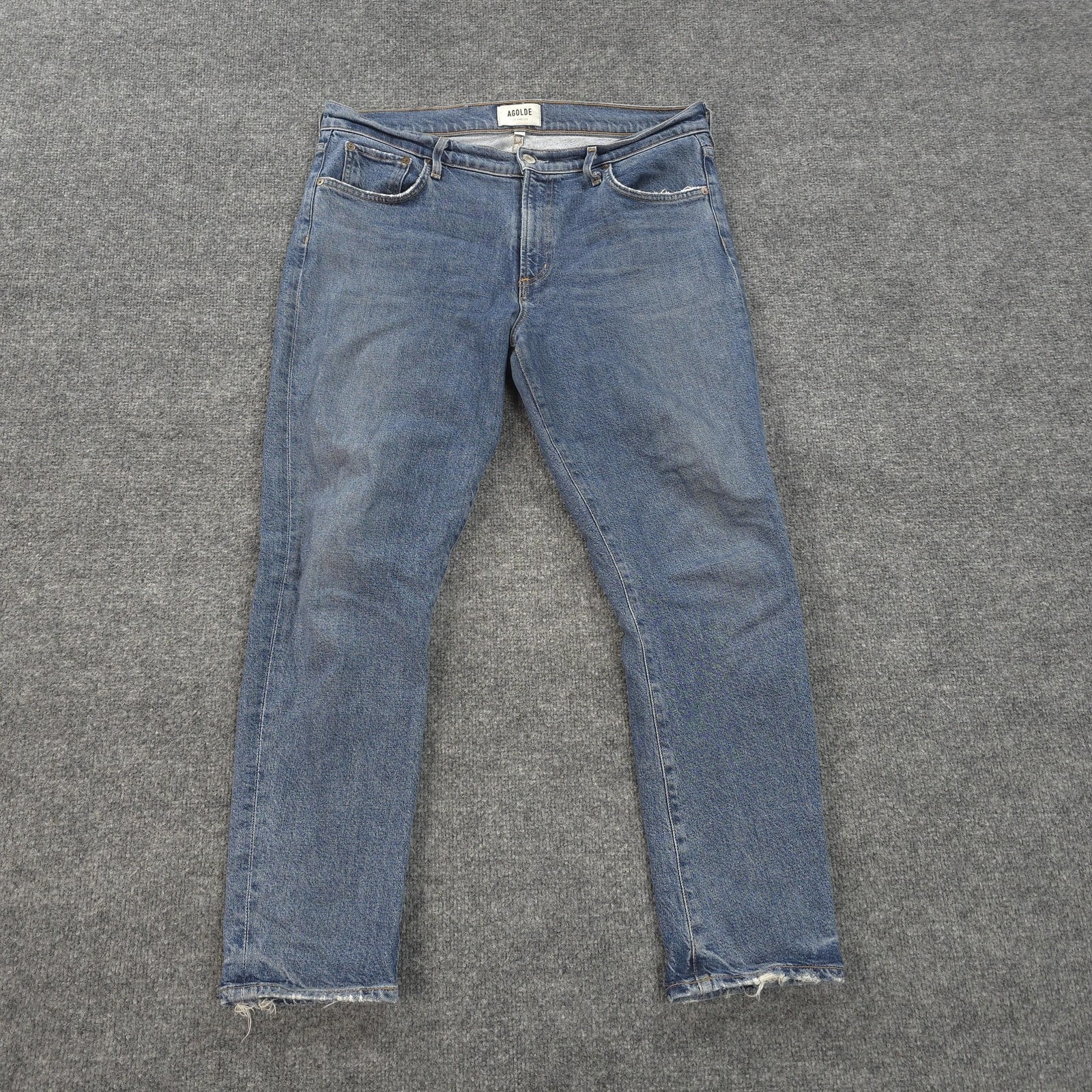 Agolde Jeans Womens 31 Blue Toni Mid Rise Straight Distressed Stretch Denim Usa